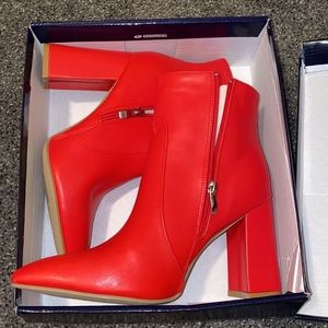 Red high heel booties